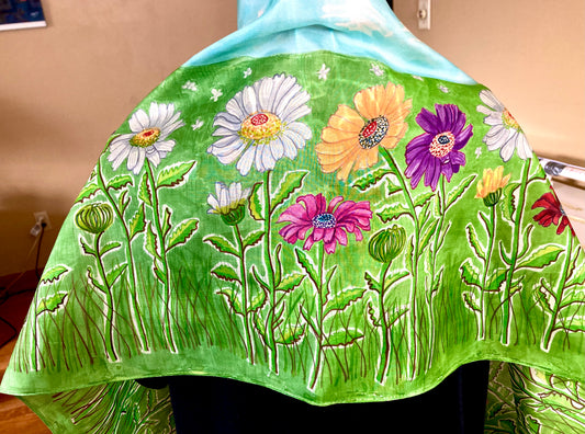 SPRING DAISIES Silk Scarf