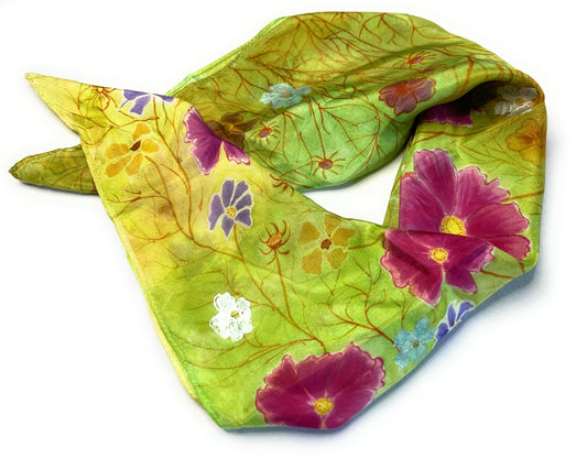 MAGENTA FLOWERS Silk Bandana