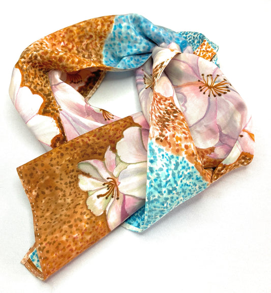 PINK FLOWERS Silk Scarf