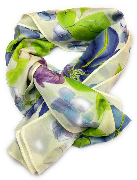 PURPLE HYDRANGEAS Silk Scarf