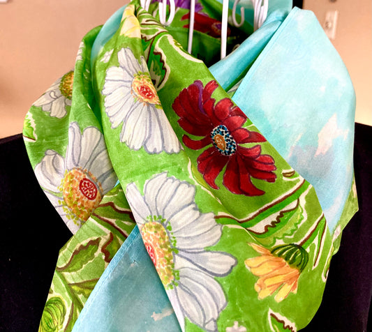 SPRING DAISIES Silk Scarf