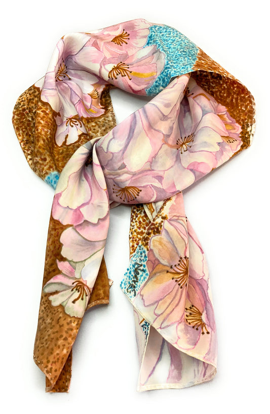 PINK FLOWERS Silk Scarf
