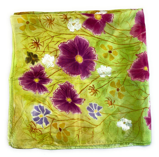 MAGENTA FLOWERS Silk Bandana