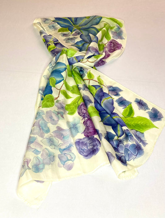 PURPLE HYDRANGEAS Silk Scarf