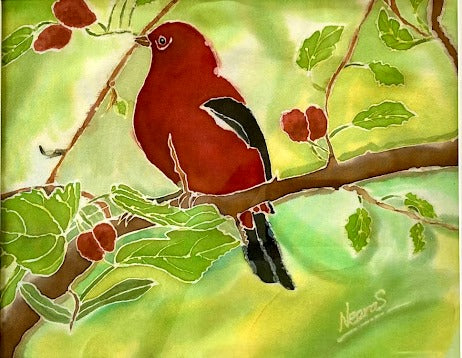 RED SPRING BIRD PRINT